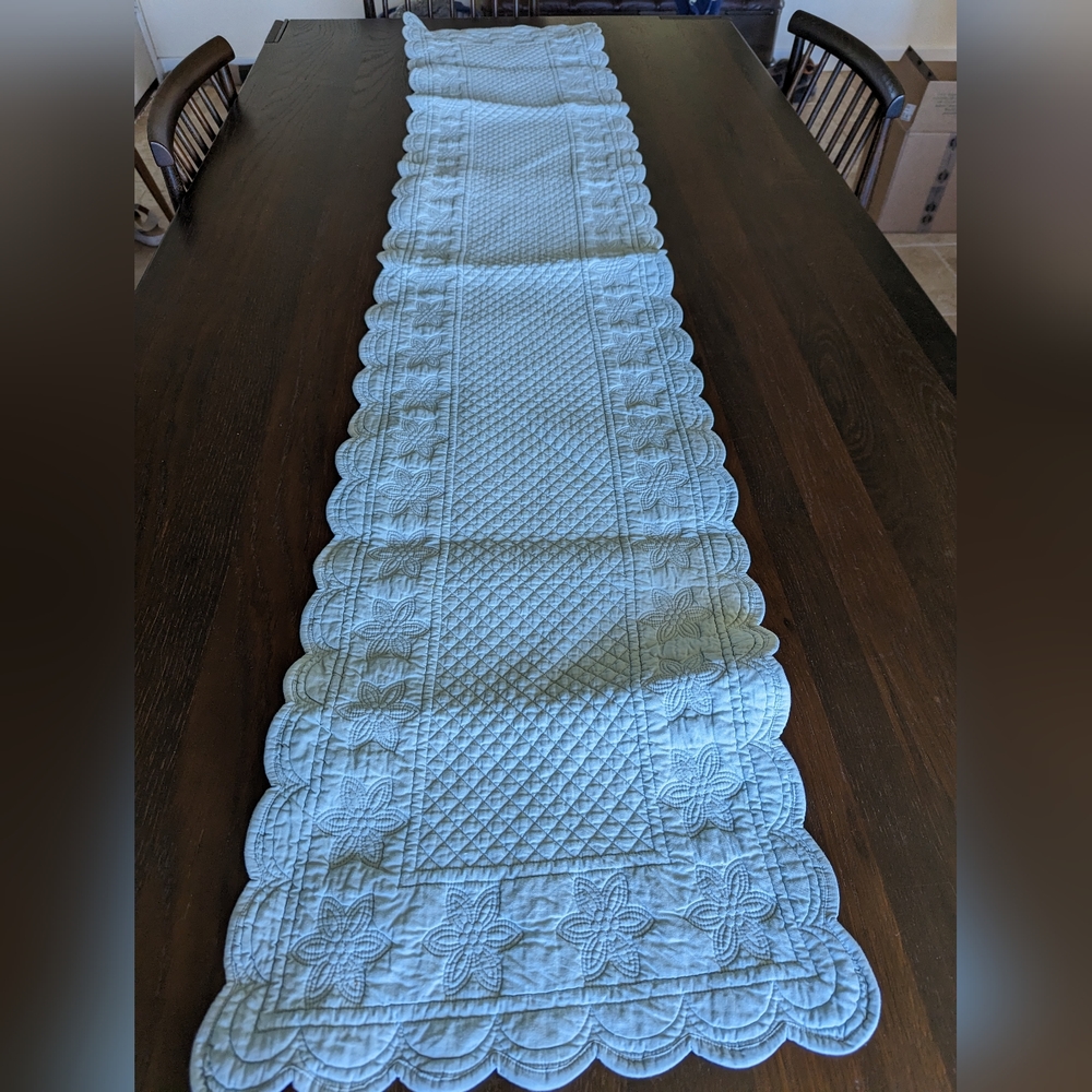 Couleur Nature Mas d'Ouvan Quilted Table Runner Baby Blue